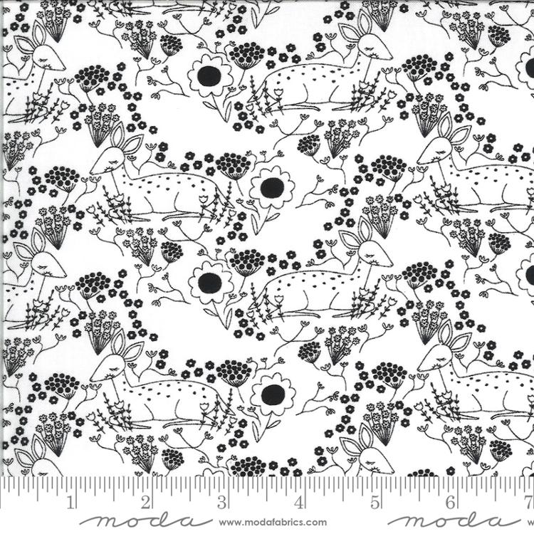 Dwell Possibility Deer Ivory Night Gingiber Moda Fabrics Cotton Fabric