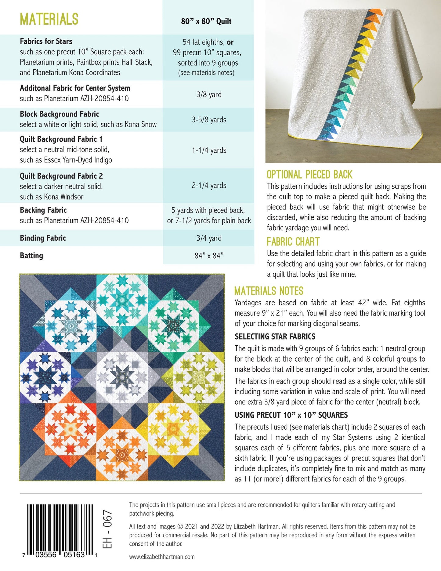Star Systems Color Wheel Quilt Pattern Elizabeth Hartman EH-067