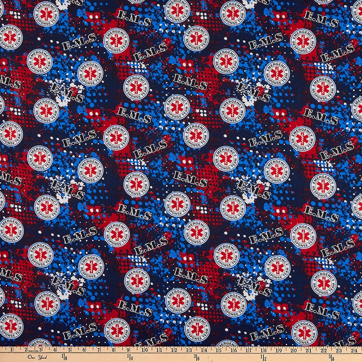 EMS Rescue Geometric Abstract design Cotton Fabric 1180-Rescue