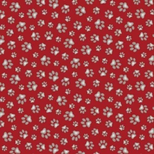 Animal Paw Print Red Adorable Pets Collection Elizabeth's Studio Cotton Fabric ES-181-Red