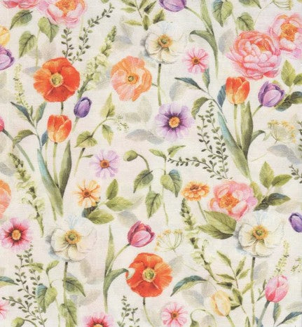 Easter Wonder Packed Floral Vanilla Cream Hoffman Fabric Cotton Fabric