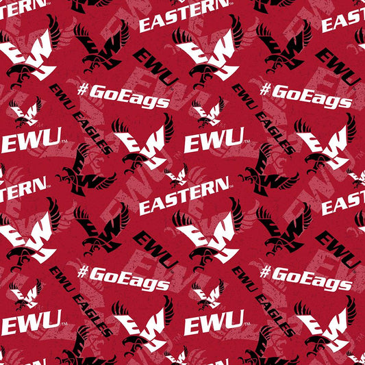Eastern Washington Eagles NCAA College Tone on Tone Sykel Cotton Fabric EWU-1178