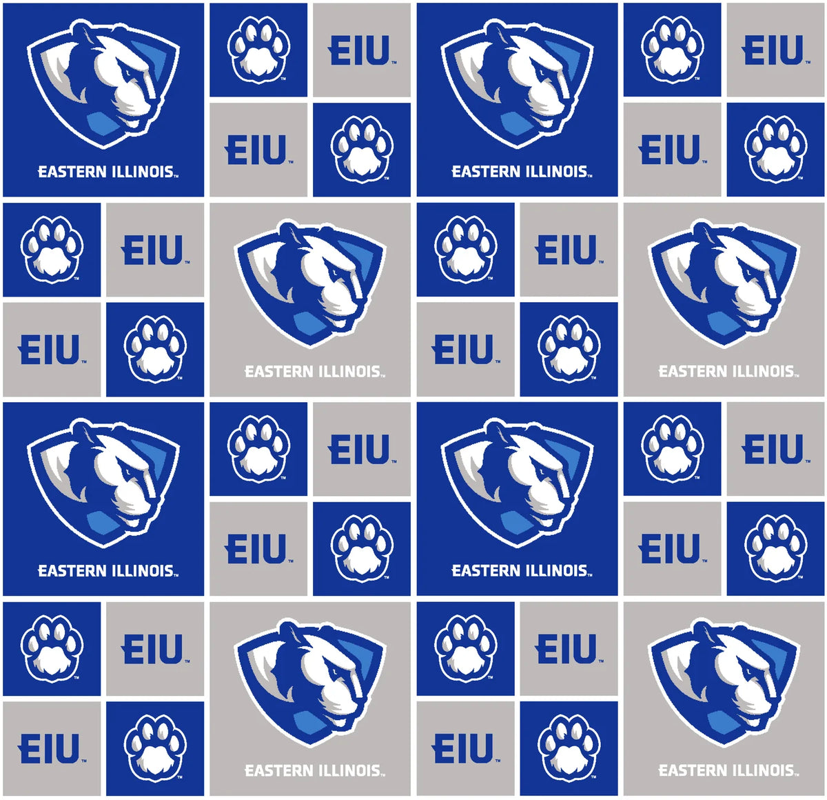 Eastern Illinois Panthers NCAA College Geometric Box Sykel Enterprises 43-44 inches wide Cotton Fabric EILL-020