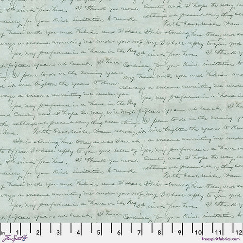 Eclectic Elements Blue Palette Script Blue Tim Holtz Free Spirit Cotton Fabric FS-PWTH284.BLUE