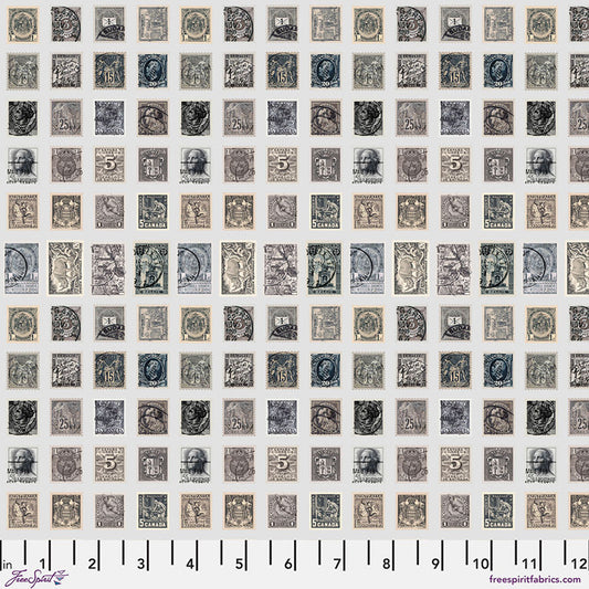 Eclectic Elements Charcoal Palette Stamps Charcoal Tim Holtz Free Spirit Cotton Fabric FS-PWTH311.CHARCOAL