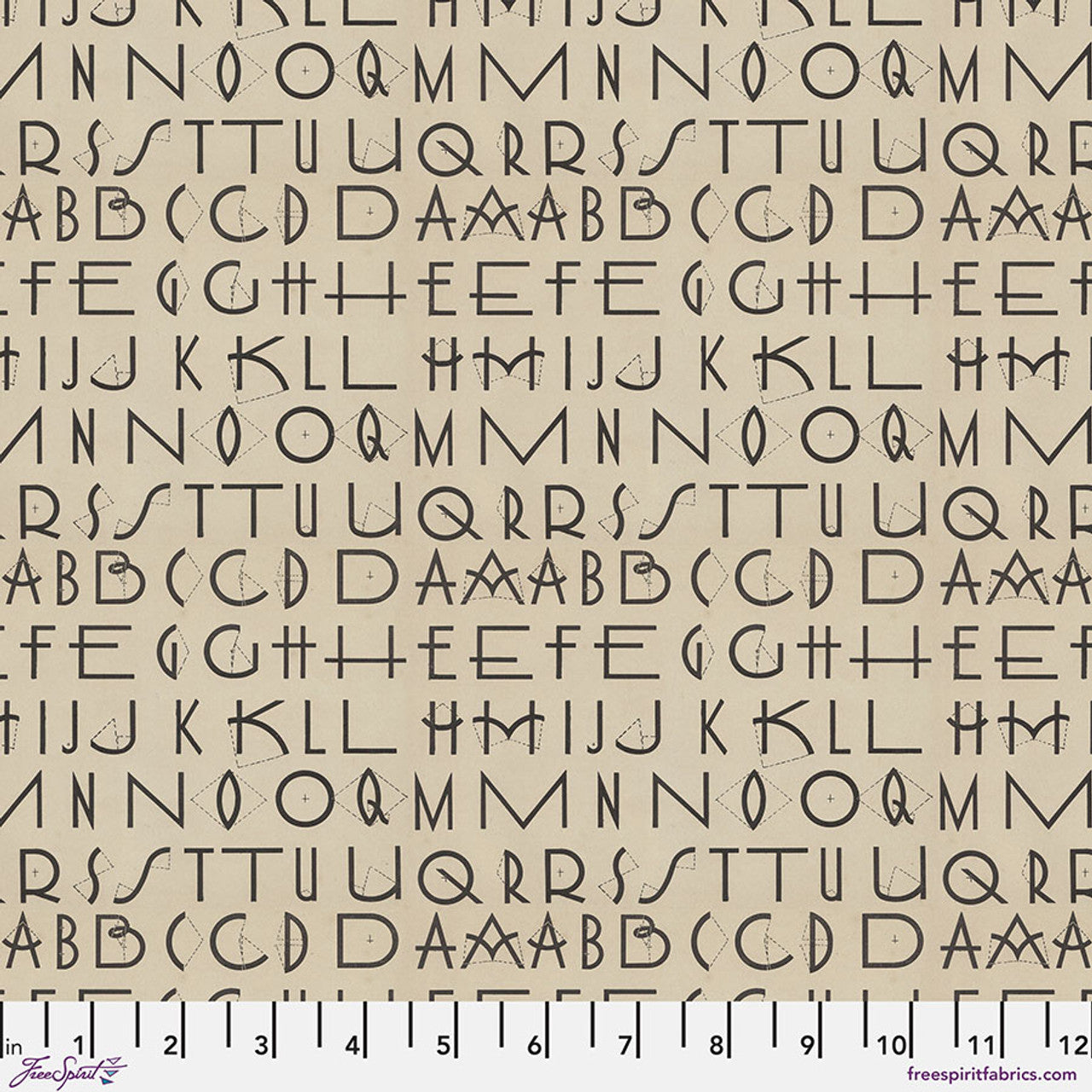 Eclectic Elements Charcoal Palette Typography Charcoal Tim Holtz Free Spirit Cotton Fabric FS-PWTH314.CHARCOAL