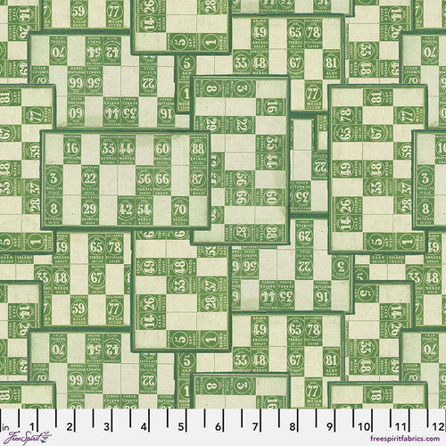 Eclectic Elements Green Palette Numbers Green Tim Holtz Free Spirit Cotton Fabric FS-PWTH266.GREEN