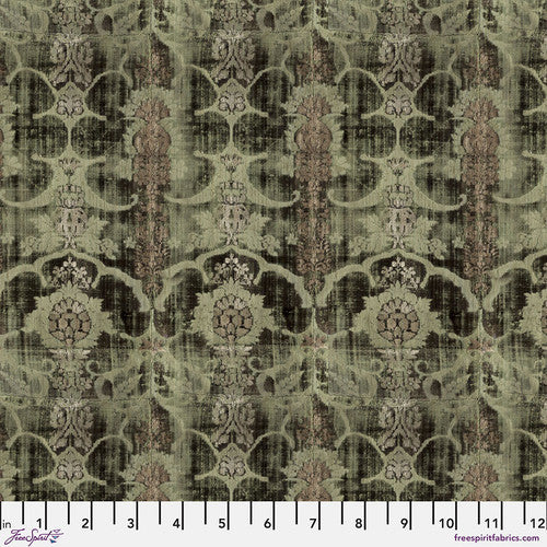 Eclectic Elements Green Palette Tapestry Green Tim Holtz Free Spirit Cotton Fabric FS-PWTH267.GREEN