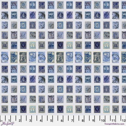 Eclectic Elements Indigo Palette Stamps Indigo Tim Holtz Free Spirit Cotton Fabric FS-PWTH291.INDIGO