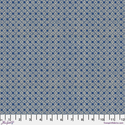 Eclectic Elements Indigo Palette Tiny Print Indigo Tim Holtz Free Spirit Cotton Fabric FS-PWTH298.INDIGO