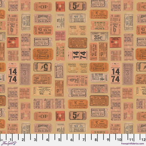 Eclectic Elements Orange Palette Tickets Orange Tim Holtz Free Spirit Cotton Fabric FS-PWTH232.Orange