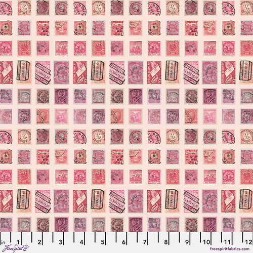 Eclectic Elements Pink Palette Stamp Pink Tim Holtz Free Spirit Cotton Fabric FS-PWTH211.PINK