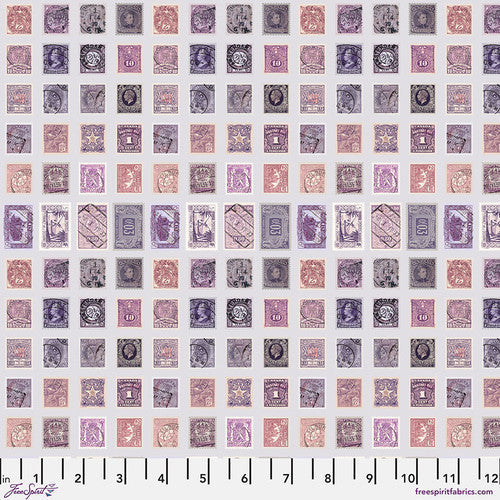 Eclectic Elements Purple Palette Stamps Purple Tim Holtz Free Spirit Cotton Fabric FS-PWTH301.PURPLE