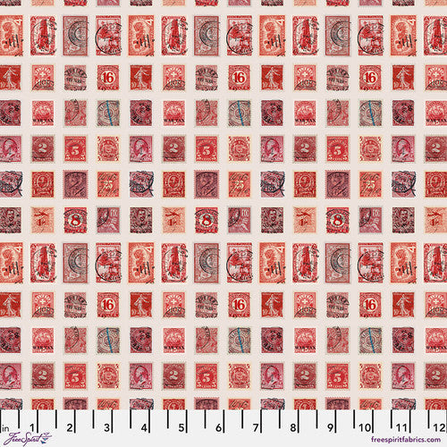 Eclectic Elements Red Palette Stamps Red Tim Holtz Free Spirit Cotton Fabric FS-PWTH221.RED