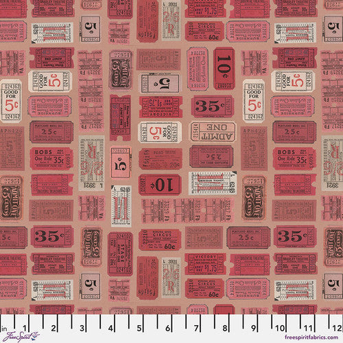 Eclectic Elements Red Palette Tickets Red Tim Holtz Free Spirit Cotton Fabric  FS-PWTH222.RED