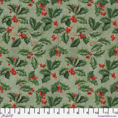 Eclectic Elements Seasonal Palette Christmas Holly Green Tim Holtz Free Spirit Cotton Fabric FS-PWTH337.CHRISTMAS