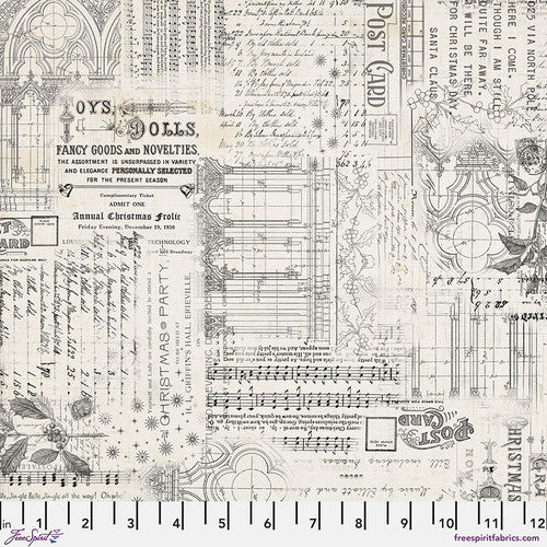 Eclectic Elements Seasonal Palette Christmas Remnants Cream Tim Holtz Free Spirit Cotton Fabric FS-PWTH336.CHRISTMAS