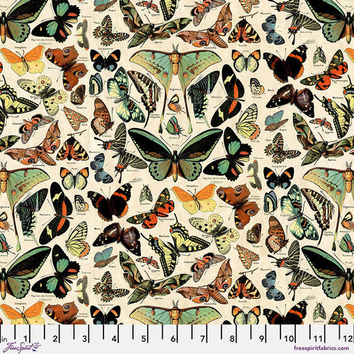Eclectic Elements Teal Palette Butterflies Teal Tim Holtz Free Spirit Cotton Fabric FS-PWTH276.TEAL