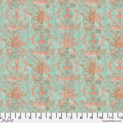 Eclectic Elements Teal Palette Wallpaper Teal Tim Holtz Free Spirit Cotton Fabric FS-PWTH277.TEAL