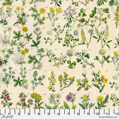 Eclectic Elements Yellow Palette Botanical Yellow Tim Holtz Free Spirit Cotton Fabric FS-PWTH245.YELLOW