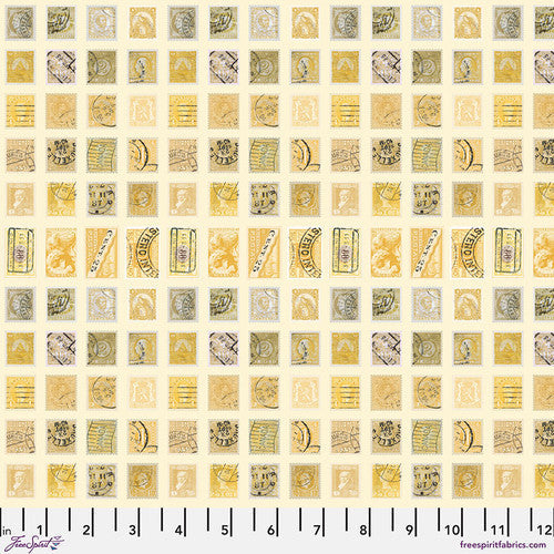 Eclectic Elements Yellow Palette Stamp Yellow Tim Holtz Free Spirit Cotton Fabric FS-PWTH241.YELLOW