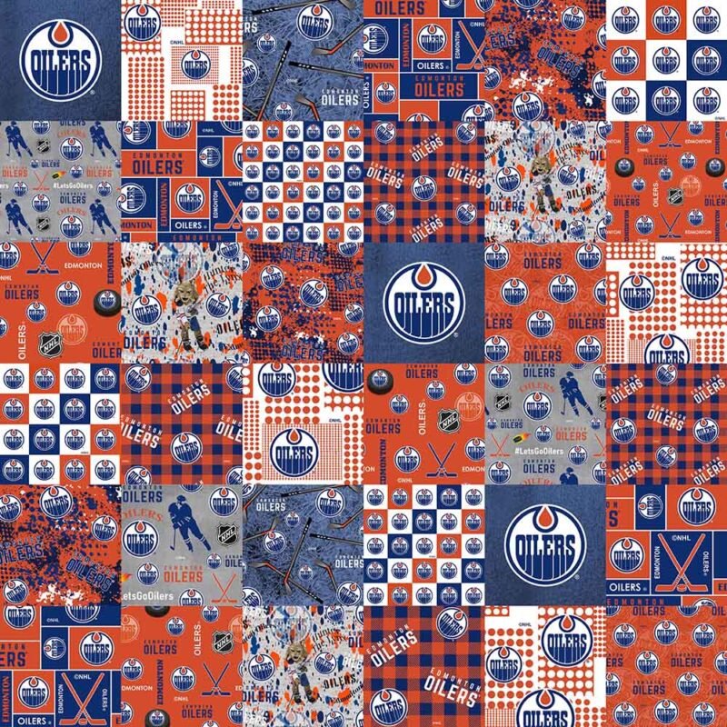 Edmonton Oilers NHL Hockey Cheater Quilt Patchwork Sykel Enterprises Cotton Fabric NHL-1363-OIL