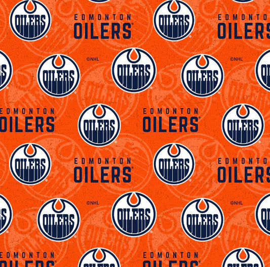 Edmonton Oilers NHL Hockey Tone on Tone Design Cotton Fabric SYK-NHL-1199-OIL