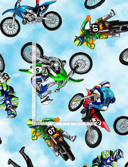 Dirt Bikes Motocross Multi Elite Athlete George Mccartney Timeless Treasures Cotton Fabric TT-GM-CD8993-MULTI