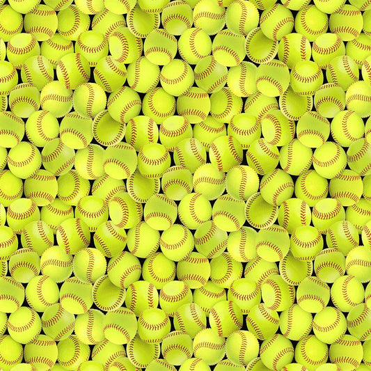Elite Athlete Packed Softball Yellow Timeless Treasures Cotton Fabric  TT-Sport-CD3632-Yellow