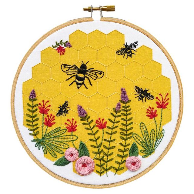 Bee Lovely Flowers Embroidery Kit Cozyblue Handmade