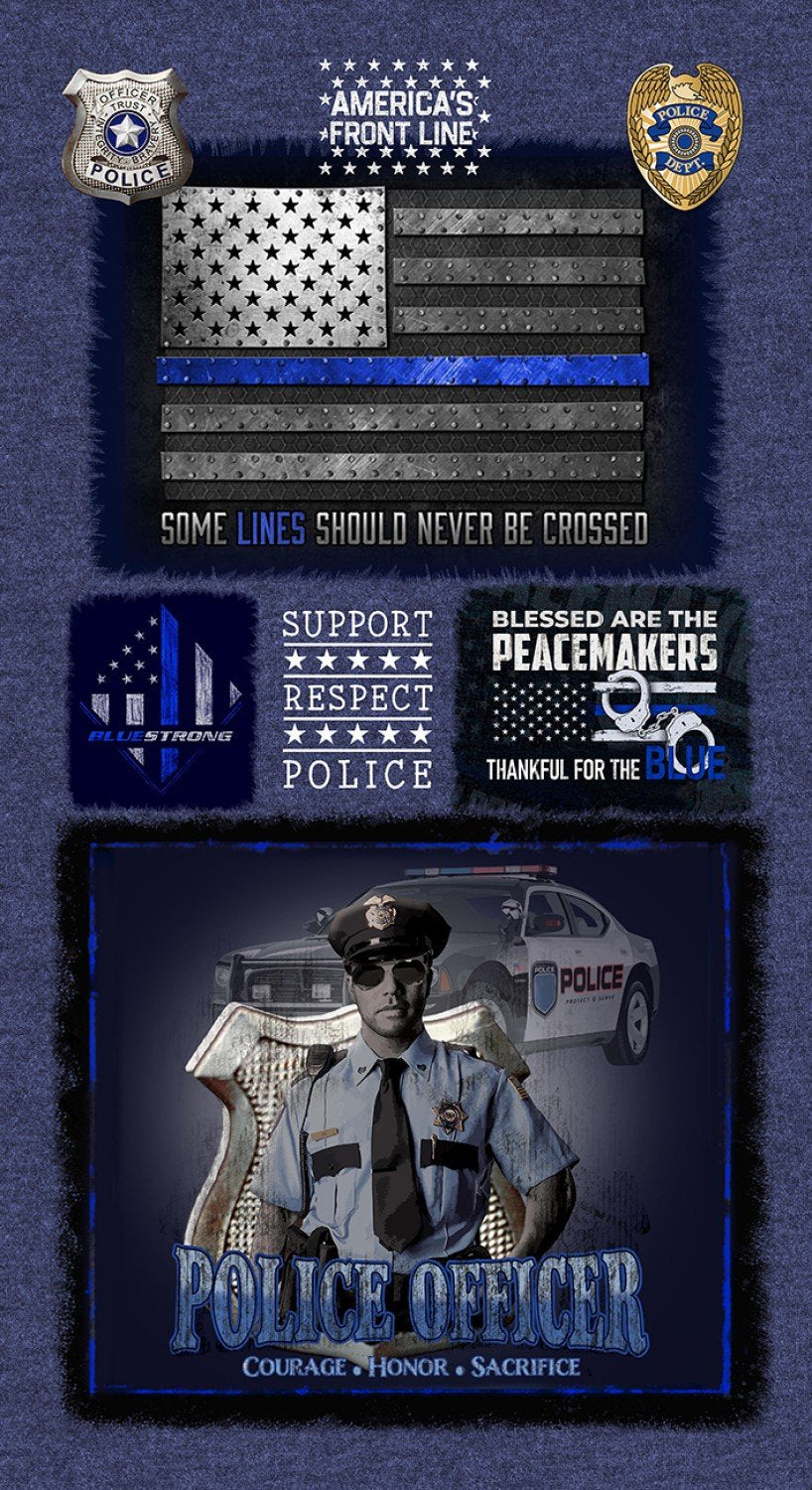 Emergency Workers Police Department Panel 24” Sykel Cotton Fabric SYK-1337PD