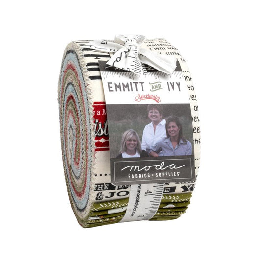 Emmitt and Ivy 2.5" Jelly Roll 40pcs Sweetwater Moda Cotton Fabric MD-55690JR