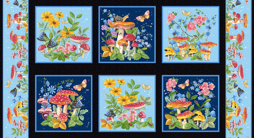 Enchanted Forest Block Panel 24" Blue Jane Alison Henry Glass Cotton Fabric