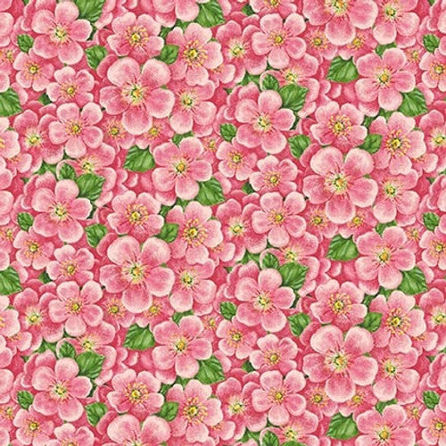 Enchanted Forest Packed Pink Flowers Pink Jane Alison Henry Glass Cotton Fabric  HG-1549-26