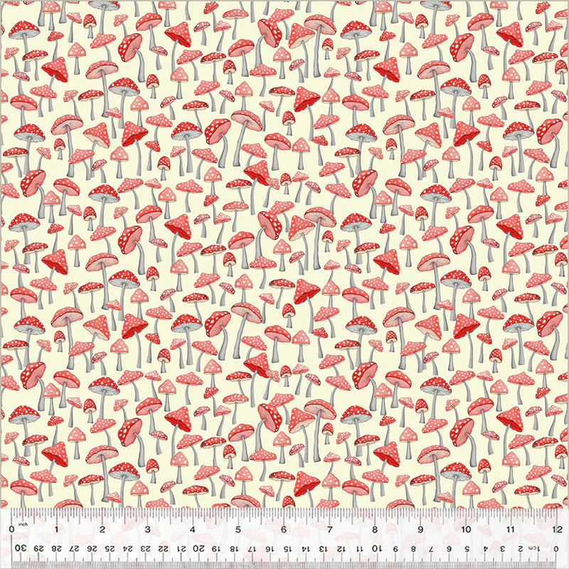 Enchanted Woods Mushroom Garden Red Terri Degenkolb Windham Fabrics Cotton Fabric WF-54523-9