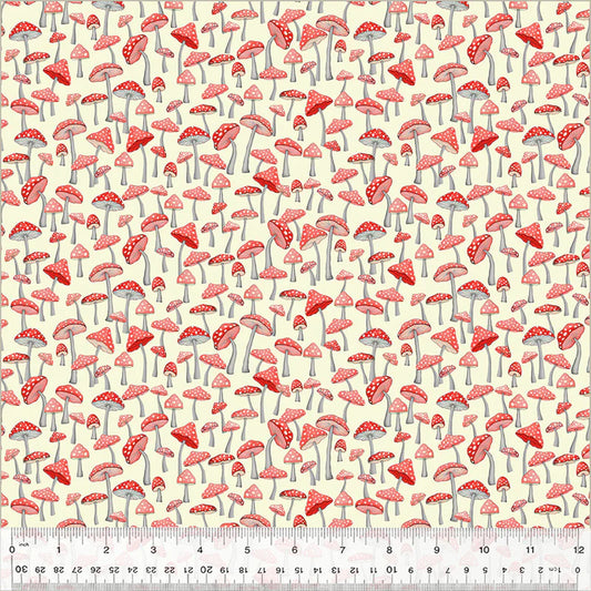 Enchanted Woods Mushroom Garden Red Terri Degenkolb Windham Fabrics Cotton Fabric WF-54523-9