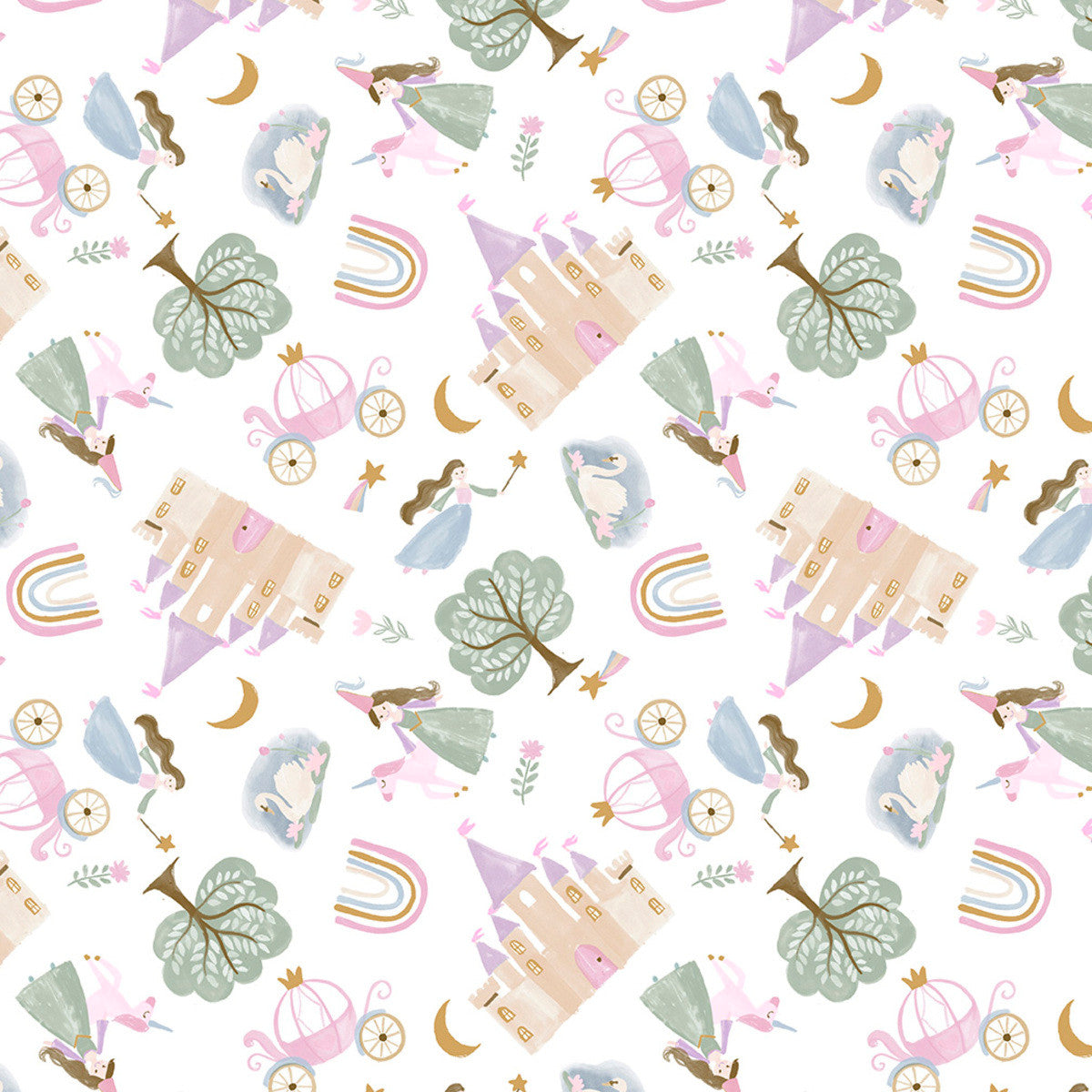 Enchanting FLANNEL Fairy Tale Magic White Michael Moon 3 Wishes Cotton FLANNEL Fabric 3W-24534-WHT-FLN