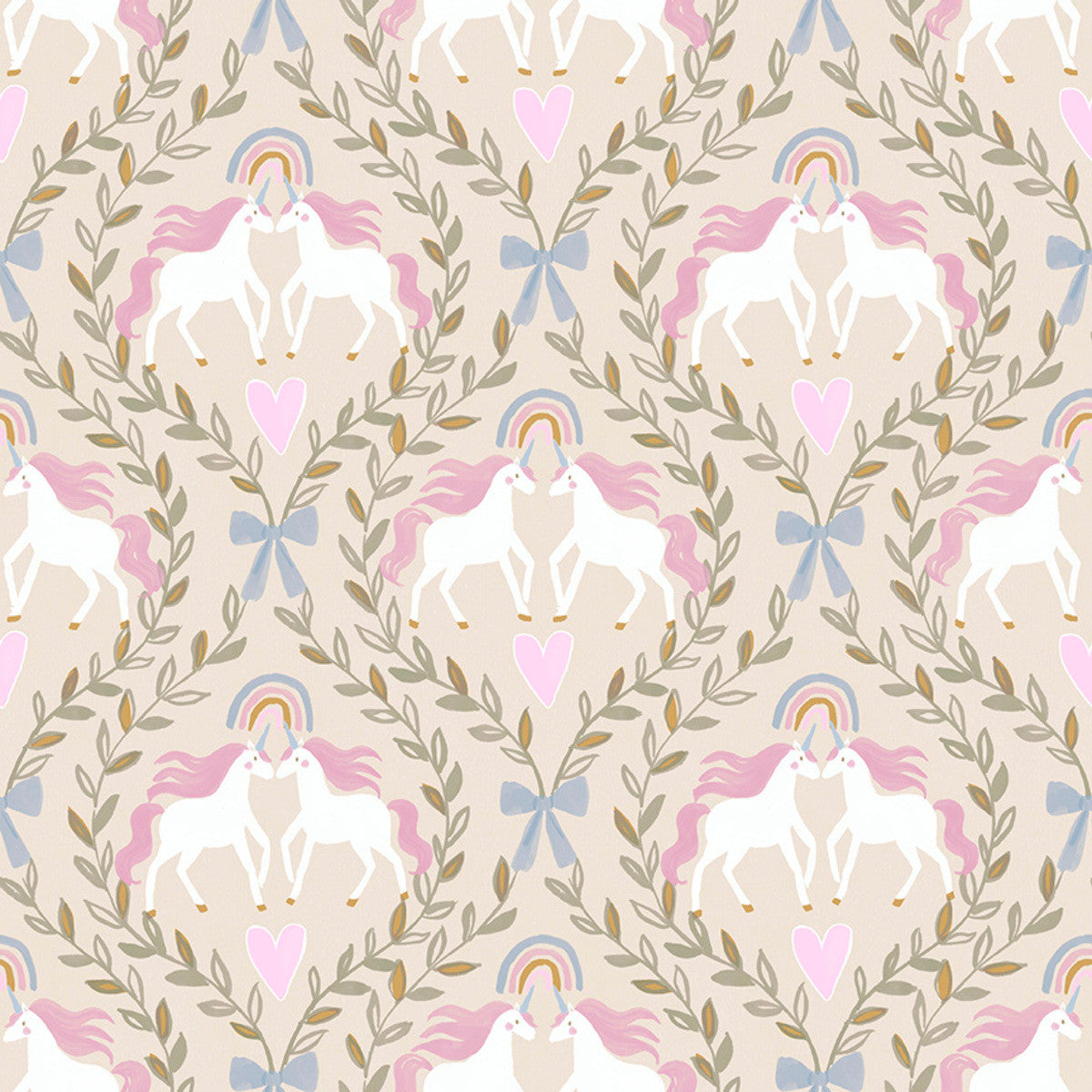 Enchanting FLANNEL Unicorn Dance Beige Michael Moon 3 Wishes Cotton FLANNEL Fabric 3W-24533-BGE-FLN