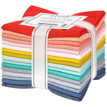 Essex Springtime Color story Fat Quarter Bundle 18"x21" 16pcs Robert Kaufman Cotton Fabric