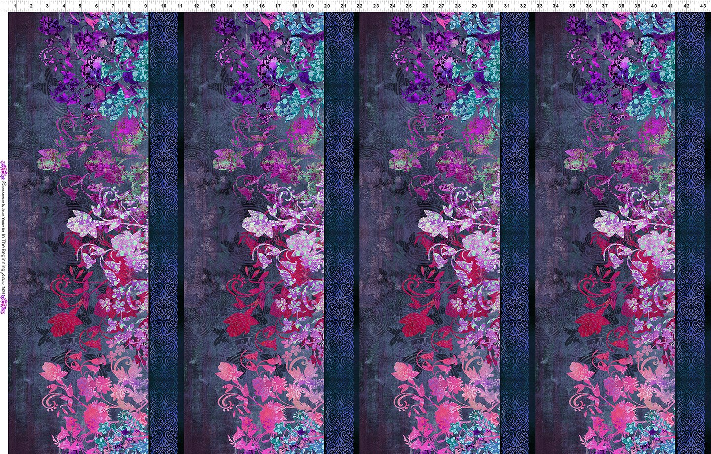 Evanescence Border Purple Jason Yenter The Beginning Fabrics Cotton Fabric ITB-1EV-2