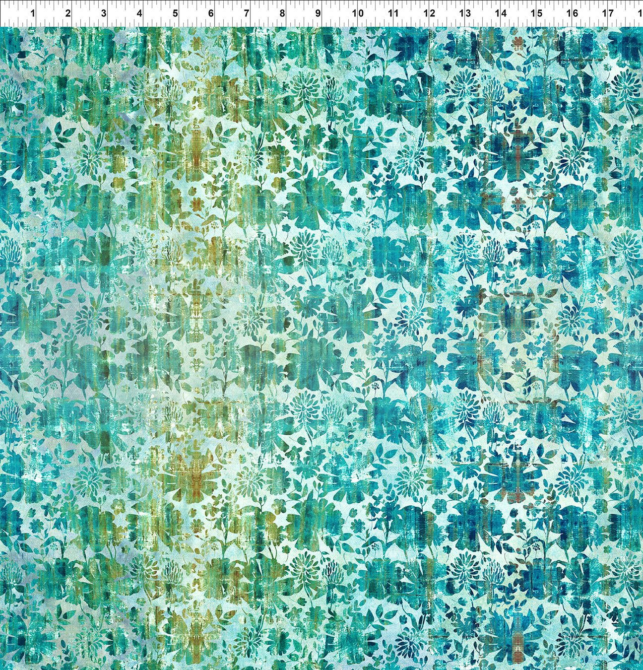 Evanescence Grunge Floral Teal Jason Yenter The Beginning Fabrics Cotton Fabric ITB-13EV-1
