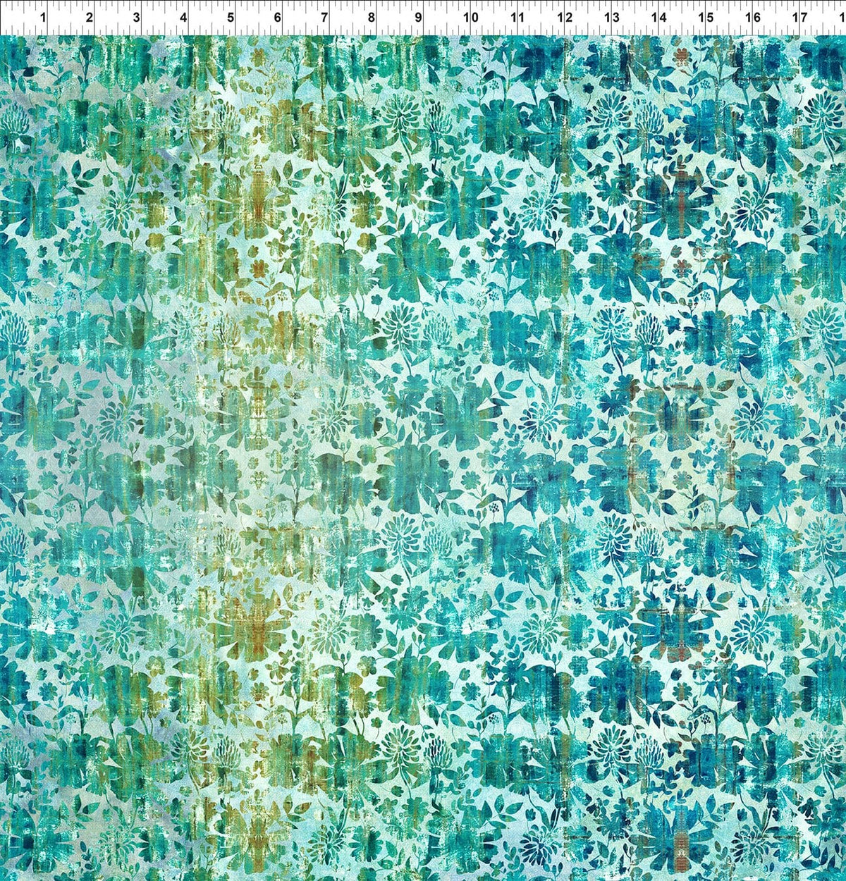 Evanescence Grunge Floral Teal Jason Yenter The Beginning Fabrics Cotton Fabric ITB-13EV-1 | US Fabric Shop