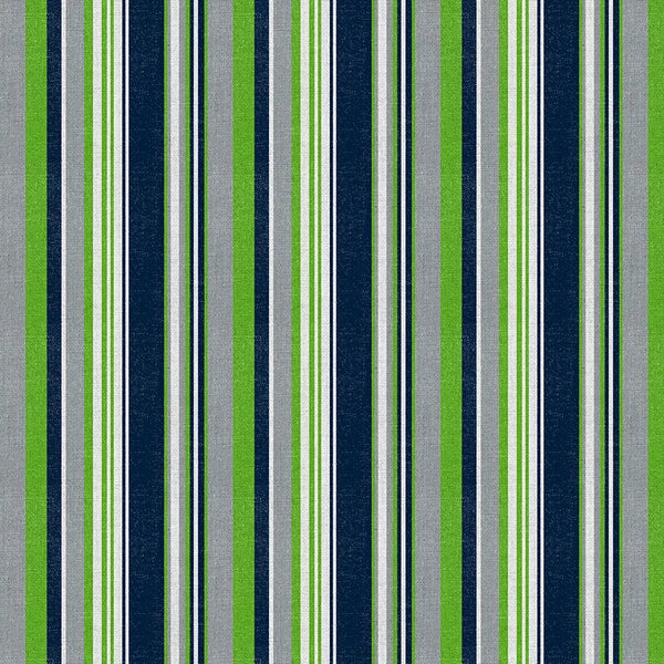 Evergreen Endzone Seattle Football Spirit Stripe Green Blue Paintbrush Studios Cotton Fabric PBS-120-26838