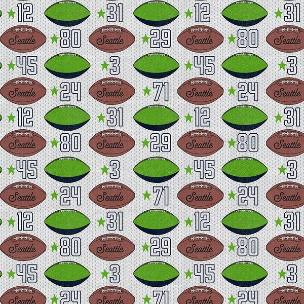 Evergreen Endzone Seattle Football Toss Green Blue Paintbrush Studios Cotton Fabric PBS-120-26836