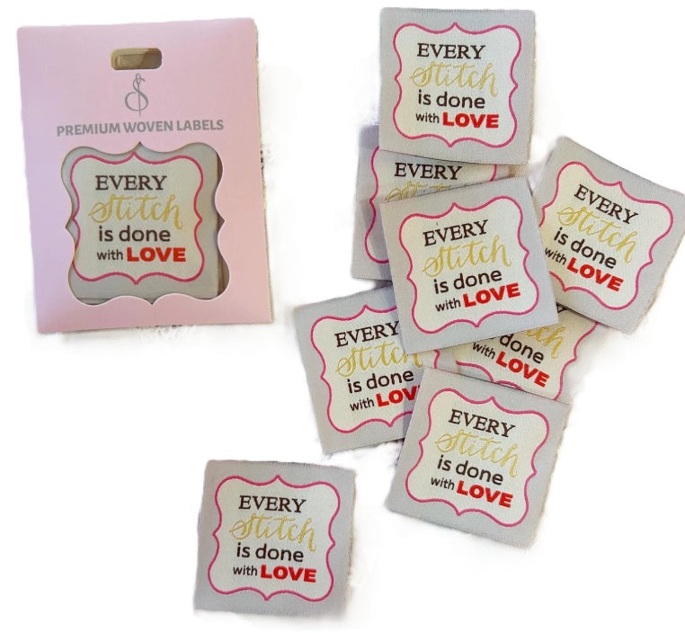 Every stitch is Done with Love 2x2 inches Minki Kim Labels 8 pcs Sewing Illustrations SIL-P178-SIWL14
