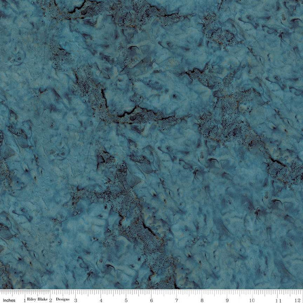 Expressions Batiks Hand-Dyes Basic Texture Blender Steel Sapphire Green Riley Blake Cotton Fabric RB-BT21000-163