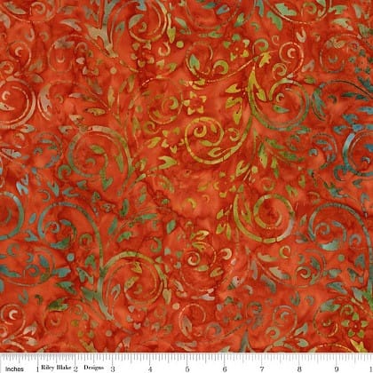 Expressions Batiks Kinetic Energy in Marmalade Splash Orange designed by Riley Blake Designs 44 inches wide 100% Cotton Quilting Fabric RB-BT23423-246 | US Fabric Shop