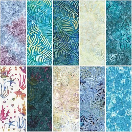 Expressions Batiks Toes The Sand Fat Quarter Bundle 18"X22" Riley Blake Designs Cotton Fabric RB-FQ-23159A-12