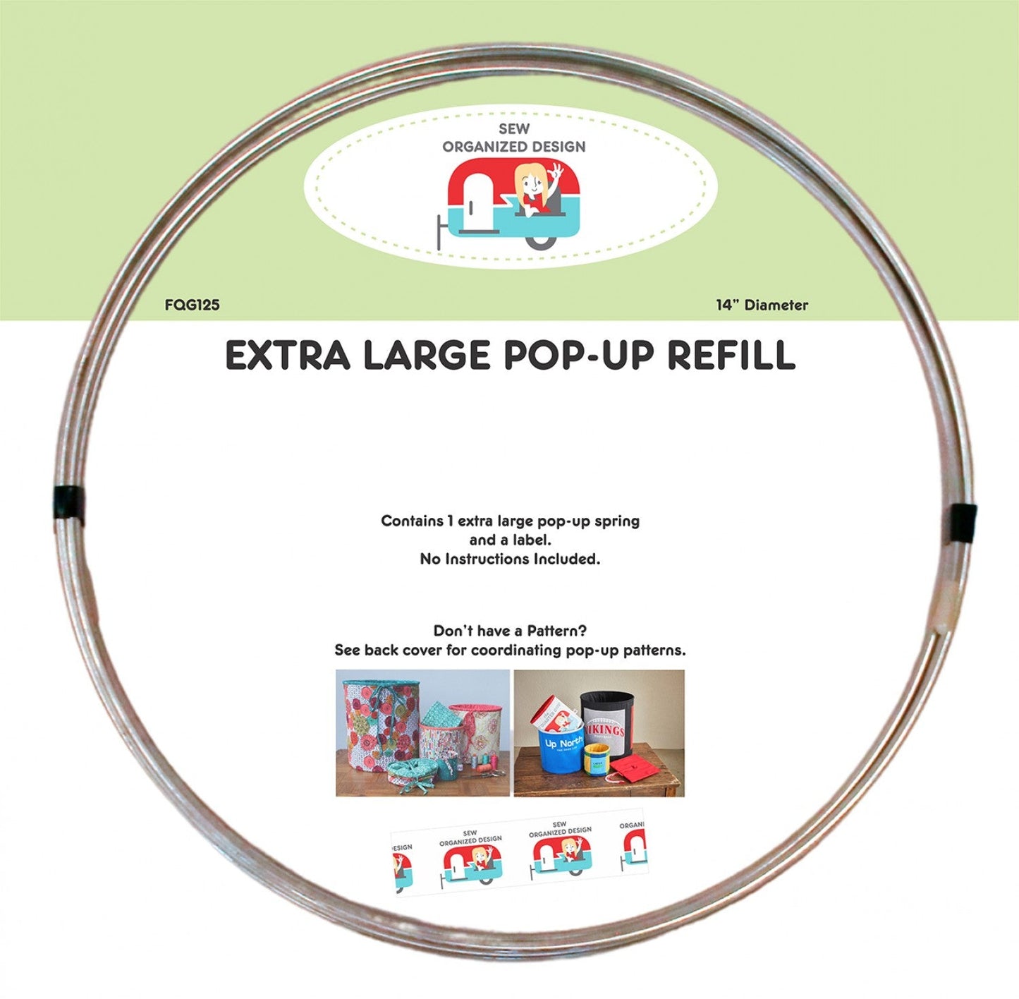 Extra Large Pop-Ups Refill 14'' Bag/Tote Pattern Joanne Hillestad Sew Organized Designs FQG125