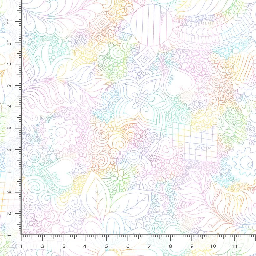 Extra Wide Backing 108" Wide back Doodle Floral Pastel Timeless Treasures Cotton Fabric TT-XCHARISM-CD3840-PASTEL
